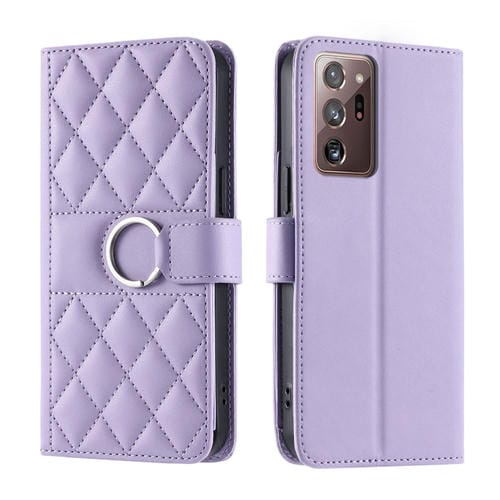 Funda de Cuero Samsung Galaxy Note20 Ultra con Hebilla de Anillo (Morado)