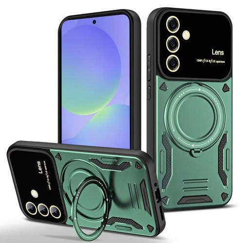 Funda con soporte MagSafe y ventana grande para Samsung Galaxy A56/A36 5G (verde)