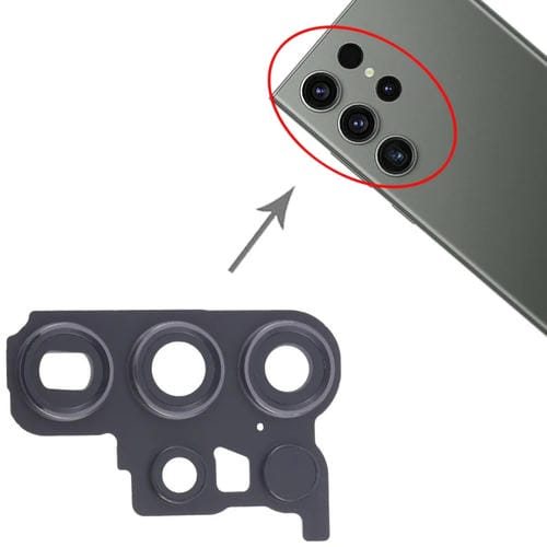 Tampa da Lente da Câmara Traseira Samsung Galaxy S23 Ultra SM-S918B (Preto) - (10 Peças)