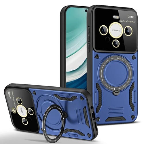 Funda para Teléfono Huawei Mate 60 con Soporte Magsafe y Ventana Grande (Azul)