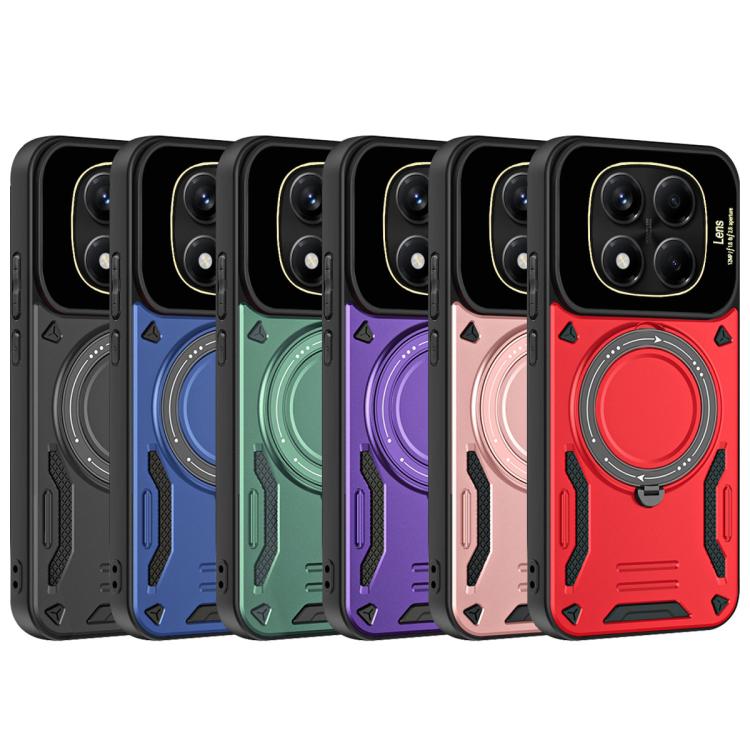 Funda para Redmi Note 14 Pro 4G con soporte MagSafe y ventana grande (roja)