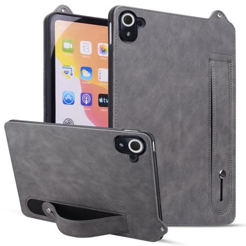 Funda de TPU con parte trasera de cuero y correa para Xiaomi Redmi K Pad (gris)