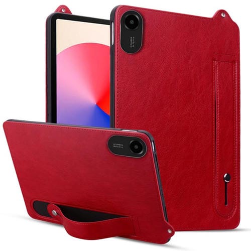 Funda de TPU con parte trasera de cuero y correa para Xiaomi Redmi Pad 2 (roja)