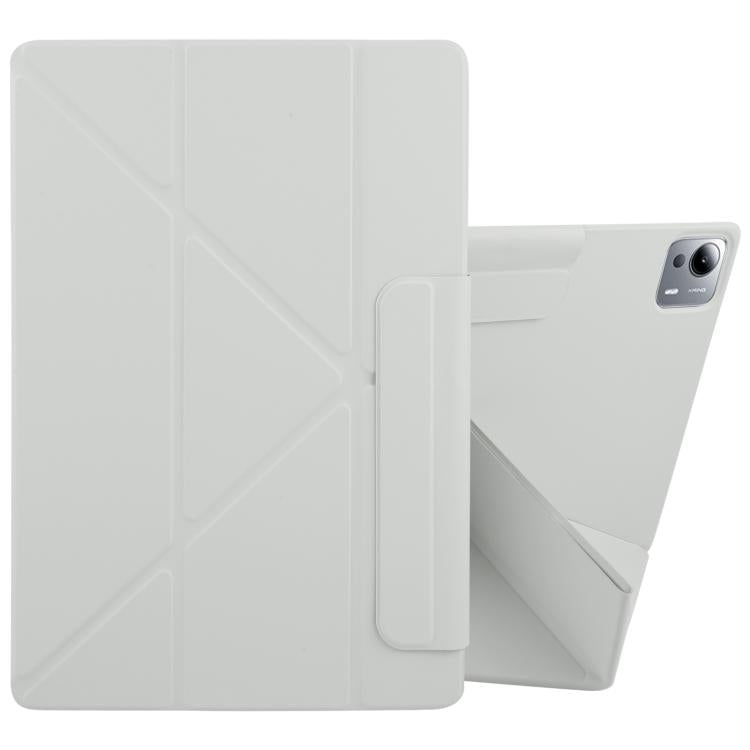 Funda de cuero con hebilla fija y deformación magnética para Xiaomi Pad 7 Ultra (gris)