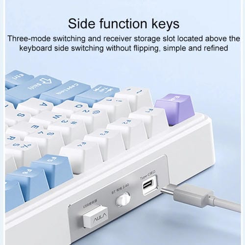 Teclado Mecánico Aula F99 Pro 99 Teclas con Cable, 2,4 G y Bluetooth RGB (Gris Degradado)