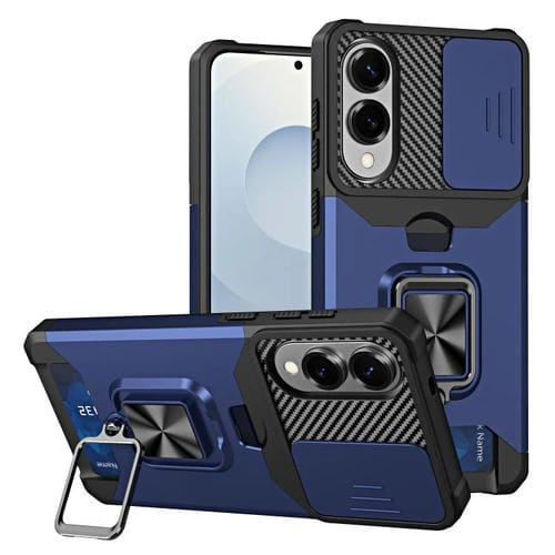 Funda de PC y TPU con ranura para tarjeta y protector de cámara para Samsung Galaxy S25 Edge 5G (azul)