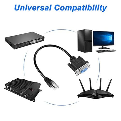 Cable Adaptador DB9 a RJ9 4P4C RS232 con Cabezal de Cristal Telefónico, Longitud 1,8 m (Negro)