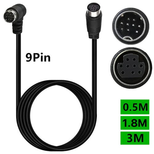 Cable Adaptador Tv Box 9 Pines Macho a Hembra Mini Din Curvo 3 Metros (Negro)