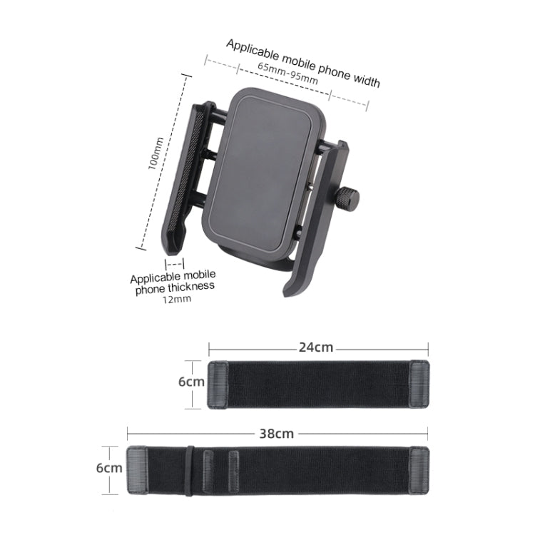 Pulsera Elástica con Soporte para Teléfono Manos Libres Longitud 24 cm + 38 cm (Negro)
