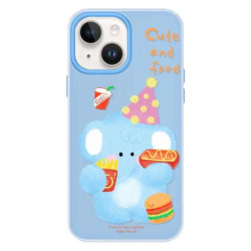 Funda híbrida TPU y PC iPhone 14 Tacto Sedoso (Azul Elefante Hamburguesa)