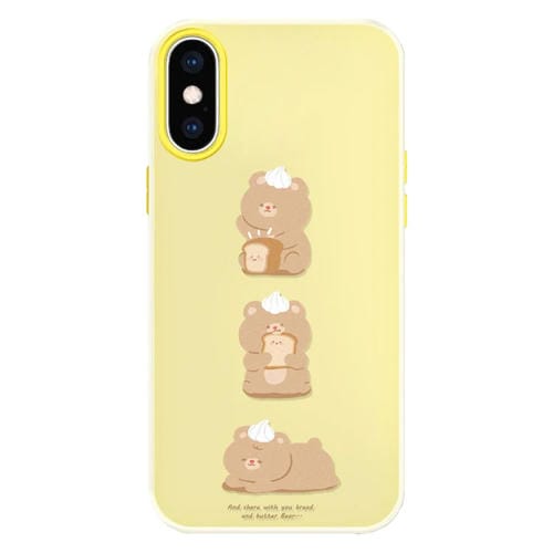 Funda híbrida TPU Policarbonato iPhone X/Xs Tacto sedoso (Amarillo Oso de Pan)