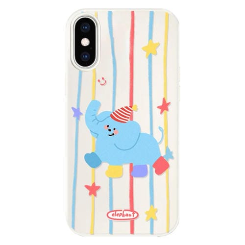 Funda híbrida TPU y PC iPhone X/Xs Elefante con Calcetines (Blanco)