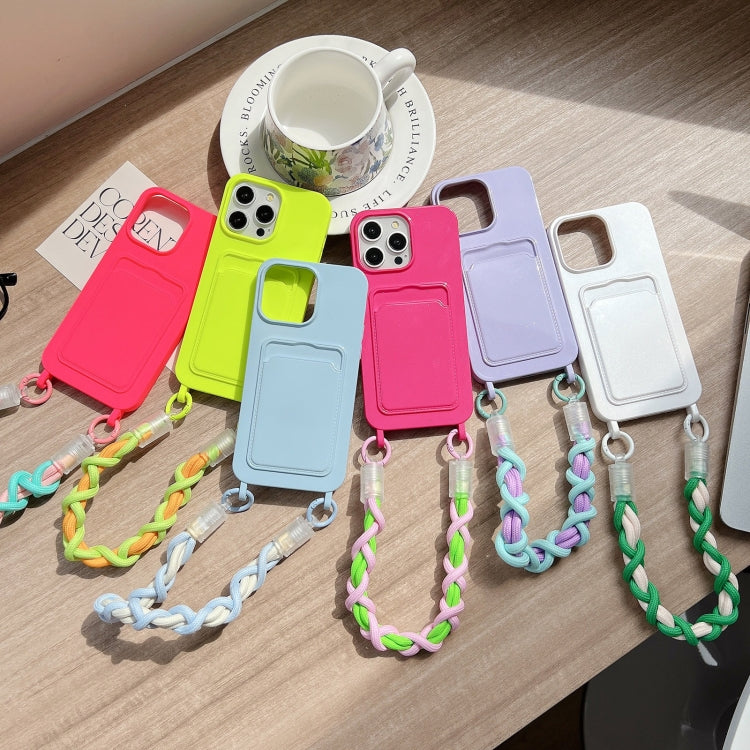 Estuche para Teléfono Dopamina para iPhone 13 Pro con Ranura para Tarjeta y Cordón (Rosa)