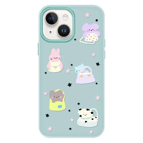 Funda híbrida TPU y PC iPhone 14 con tacto de gelatina (Verde Claro)
