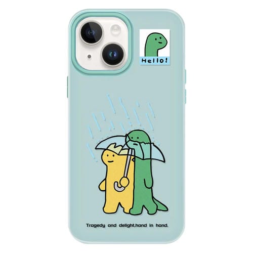 Funda híbrida TPU Policarbonato iPhone 15 Tacto Gel (Paraguas Verde Claro)