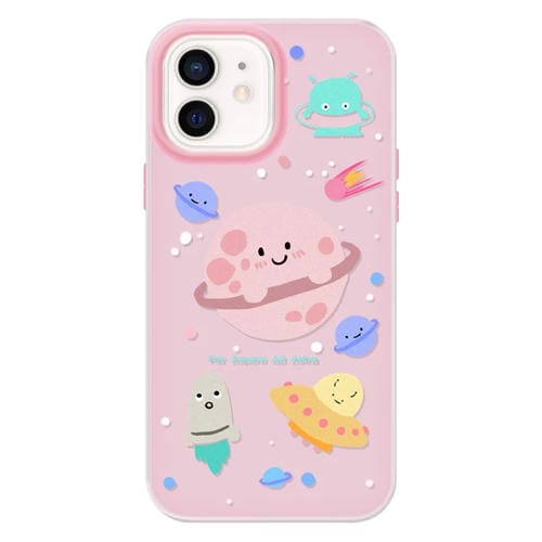Funda hĂbrida TPU y PC iPhone 12 Tacto sedoso y gelatinoso (Rosa Planeta)