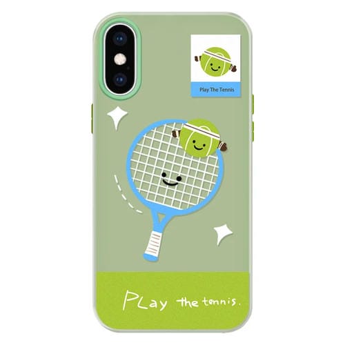Funda híbrida TPU Policarbonato iPhone X/Xs Tacto sedoso (Play Tennis Green)