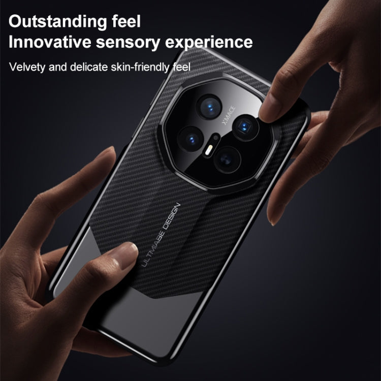 Funda para Teléfono Huawei Mate 70 Platinum con Diseño de Imitación de Fibra de Carbono (Negra)