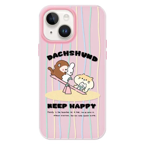 Funda híbrida TPU Policarbonato Seesaw para iPhone 13 (Animal Pink)
