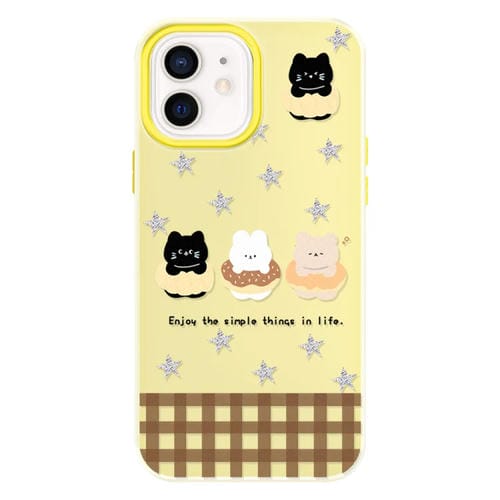 Funda hĂbrida TPU y PC con tacto de piel para iPhone 12 (Animal Estrella Amarillo)