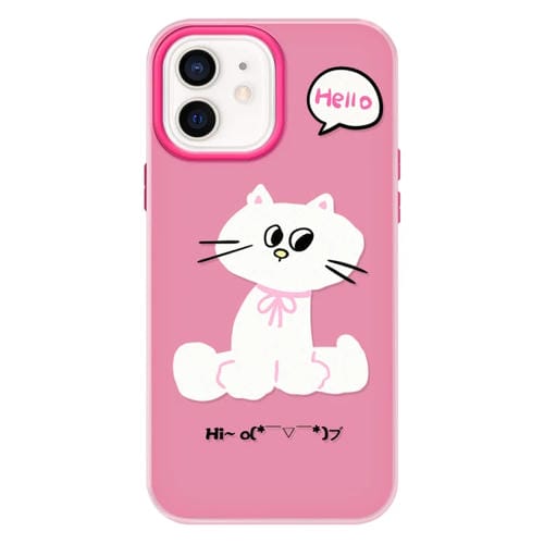 Funda híbrida TPU y PC iPhone 11 con Tacto Sedoso Lazo Gato Rosa Rojo