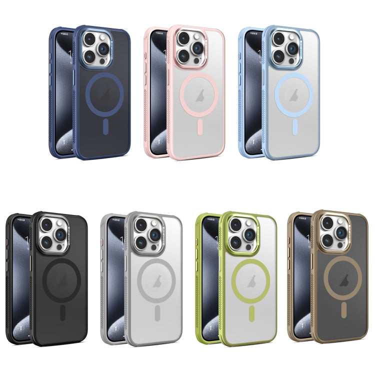 Estuche para Teléfono Magsafe iPhone 13 Pro Marco Metal Esmerilado Piel Enfriamiento (Azul Cielo)