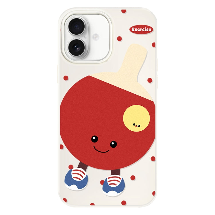 Funda híbrida TPU Policarbonato iPhone 16 Tenis de Mesa Giratorio (Beige)