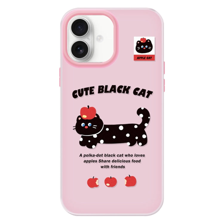 Funda Híbrida TPU y PC para iPhone 16 con Tacto Sedoso y Gelatinoso (Apple Black Cat Pink)