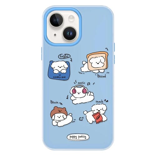 Funda híbrida TPU y PC iPhone 15 con Tacto Sedoso (Puppy Party)