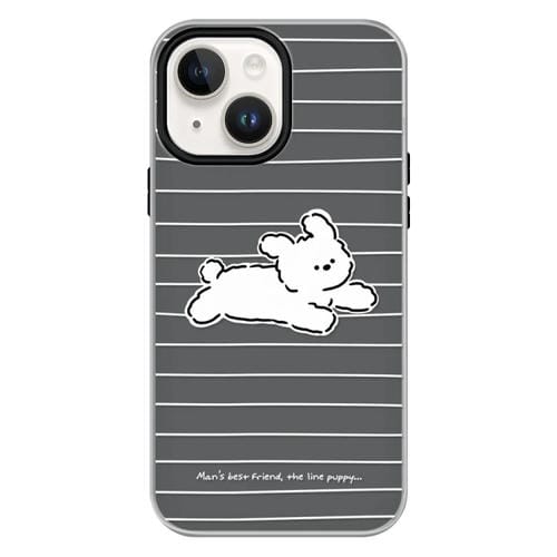 Funda híbrida TPU y Policarbonato iPhone 14 Tacto de Piel (Running Puppy Black)