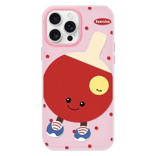 Funda hĂbrida TPU y PC iPhone 13 Pro Max Tacto Sedoso Tenis de Mesa Giratorio (Rosa)