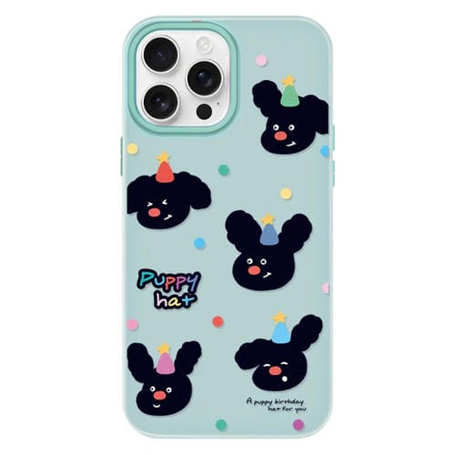 Funda hĂbrida TPU Policarbonato iPhone 13 Pro Max Sombrero de Cachorro (Verde Claro)