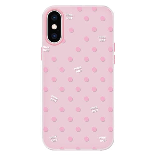 Funda híbrida TPU y policarbonato iPhone Xs Max con tacto sedoso (Lunares Rosa)