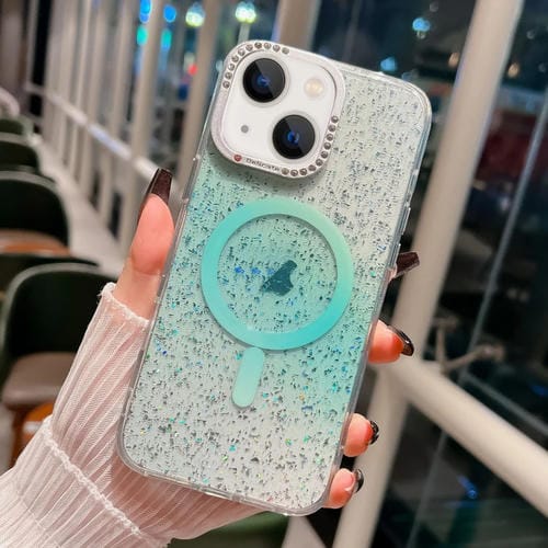 Estuche para Teléfono iPhone 15 Blink Series Marco Lente Metal Cierre Magnético Magsafe (Verde Azulado Oscuro)