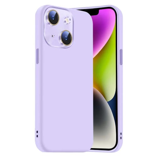 Funda de Silicona Líquida para iPhone 14 con NanoLente (Morado Claro)