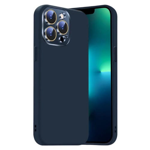 Funda de Silicona LĂquida para iPhone 13 Pro Max con NanoLente (Azul Titanio)