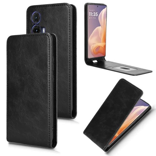 Funda de Cuero con Tapa Vertical Magnética para Motorola Moto G85 5G/S50 Neo 5G (Negra)