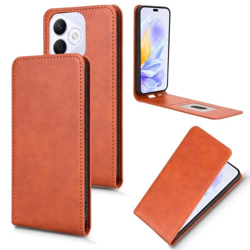 Funda de Cuero con Tapa Vertical Magnética para Honor X60I 5G (Marrón)