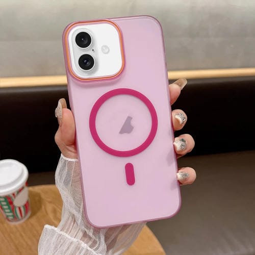 Funda para Teléfono PC con Imán Magsafe Tacto Suave y Arena para iPhone 16 (Rosa)