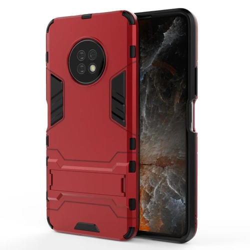 Para Huawei Enjouy 20 Plus PC + TPU Funda protectora a prueba de golpes con soporte invisible dos en uno (rojo)