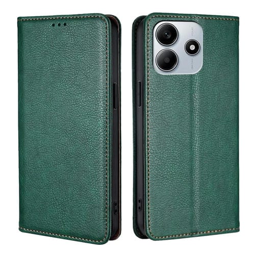 Funda de Cuero Magnético con Acabado Brillante y Aceite para Redmi Note 14 5G (Verde)