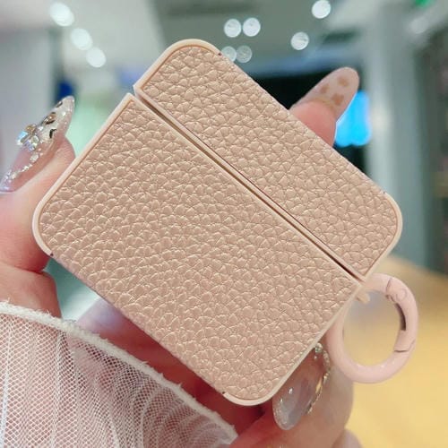 Funda Protectora Auriculares Airpods 3 Textura Cuero Adhesivo Lichi (Oro Rosa)