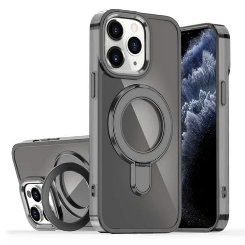 Estuche para Teléfono iPhone 11 Pro Max con Soporte Magsafe y Revestimiento Degradado (Negro Transparente)