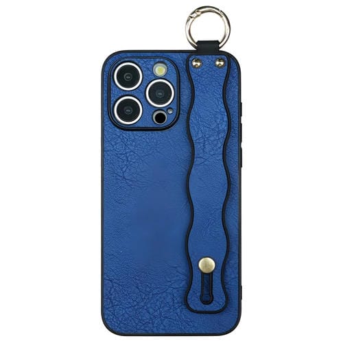 Funda TPU con Soporte para Pulsera Ondulada para iPhone 15 Pro (Azul)