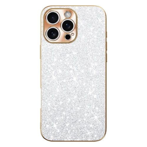 Estuche para Teléfono iPhone 16 Pro Anillo de Lente Textura Cd Diamante Estrella (Plateado)