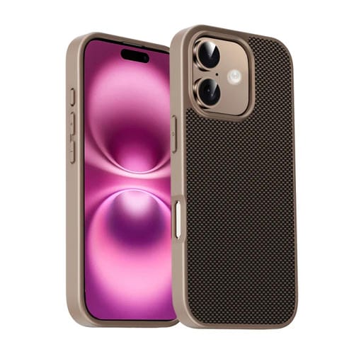 Funda para iPhone 16 Serie Pita Textura TPU + PC (Dorada)