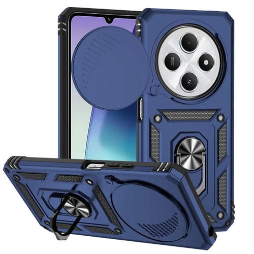 Funda Deslizante con Soporte para Cámara para Redmi 14C 4G (Azul)