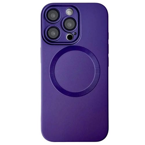Funda para Teléfono TPU Magsafe iPhone 15 Pro Textura Cd Pintura Metalizada (Morado Oscuro)