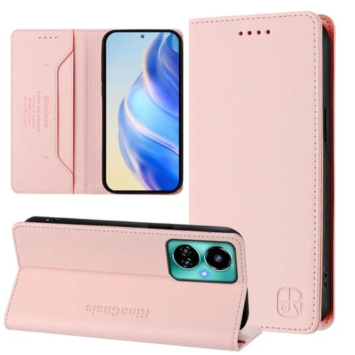 Funda de Cuero Rfid con Doble Pliegue y Succión Magnética para Tecno Camon 19/19 Pro 5G Rc01 (Rosa)
