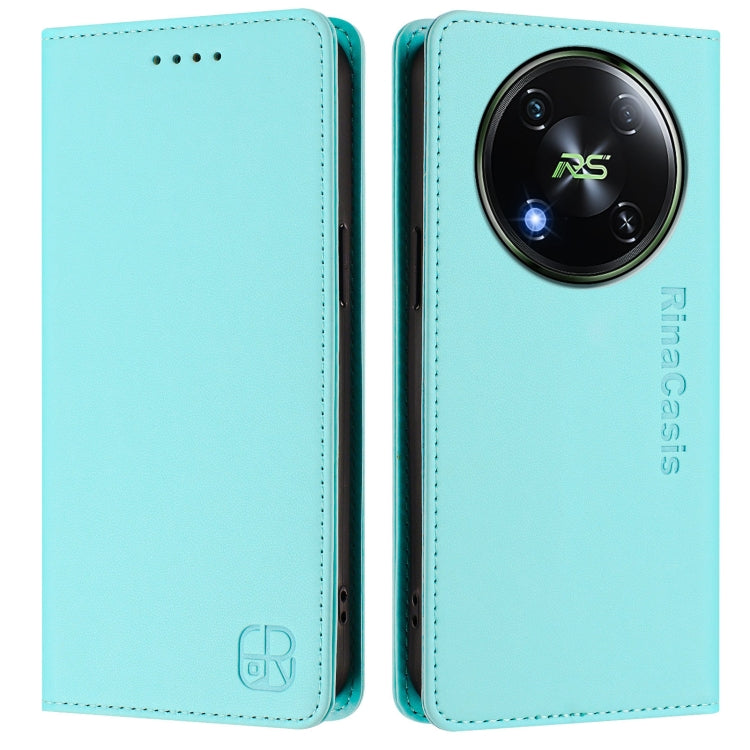 Funda de Cuero Rfid Itel Rs4/S666Ln Rc01 con Doble Pliegue y Succión Magnética (Verde Menta)